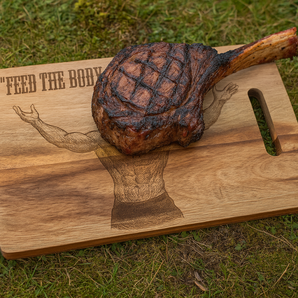[Preorder] "Feed the body - Sharpen the mind" Acacia Wooden Cuttingboard